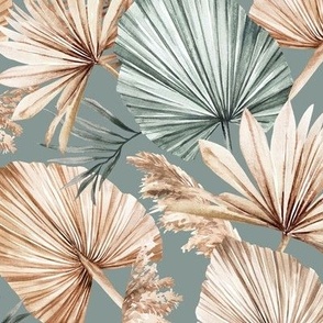 Medium Scale / Dried Palm Leaves / Updated Version / Sage Background