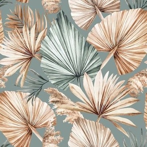 Small Scale / Dried Palm Leaves / Updated Version / Sage Background