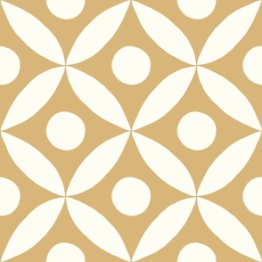  Minimalist Cathedral Window with  dots in honey yellow gold  and natural white wallpaper