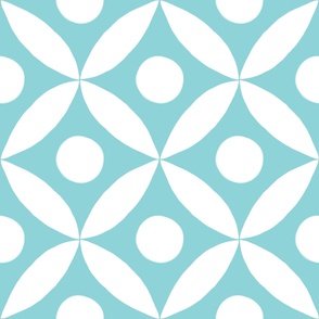  Minimalist Cathedral Window with  dots in white on aqua pool wallpaper