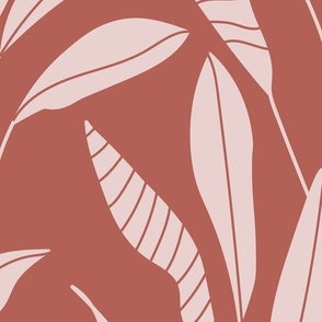 light pink leaves terracotta background-01