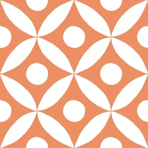  Minimalist Cathedral Window with dots in peach orange and white