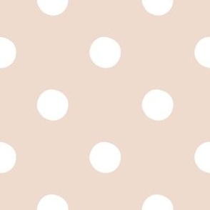 Polka dots white on Blush Pink large size pattern for nursery wallpaper and decor (EFDACE)