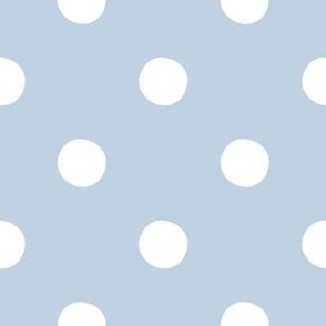 Polka dots white on Light Blue Fog color large size for baby boy nursery wallpaper (BED2E3)