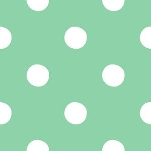 Polka dots white on Honey Dew Green large size design for bedding and wallpaper(D4E88B)