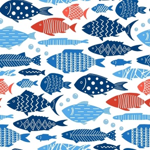 Patterned Fish White Background