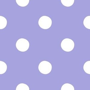 Polka dots white on Lilac large size pattern for bedding and wallpaper (A6A3DE)