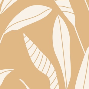 off white leaves wheat color background
