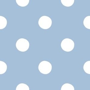 Polka dots white on Sky Blue Wallpaper and large size (A7C0DA)
