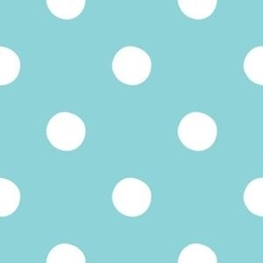 Polka dots white on Aqua Pool Wallpaper large size (8ED3D8)