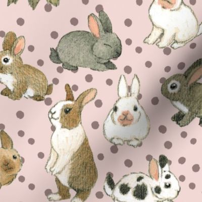 cute rabbits and polka dots