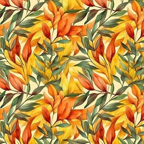 Vibrant Watercolor Leaf Pattern with Hand-Painted Details (110)