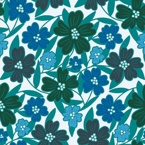 Pantone Ultra - Steady Floral Seashell in Greens and Blues