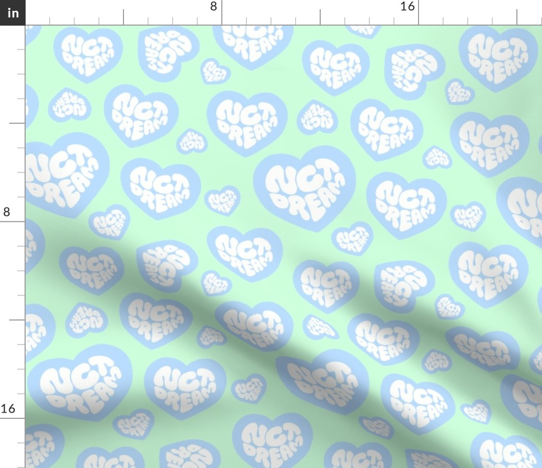 NCT Dream Logo Pastel green and blue pattern NCT Dream Fabric Pattern for crafts, NCT Dream tshirt designs,  NCT Dream tote bag design, kpop merch, NCT Dream merch, fabric design, fabric crafts,
