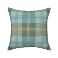 buffalo plaid large blue green tan with brushstrokes