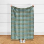 buffalo plaid large blue green tan with brushstrokes