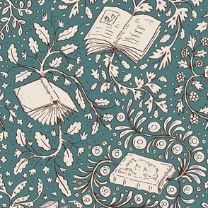 Books in flower — turquoise