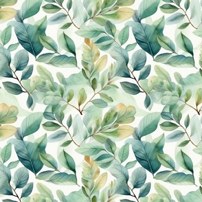 Soft-Shaded Watercolor Botanical Leaf Pattern (120)