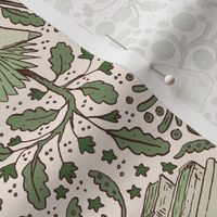 Books in flower — green and cream