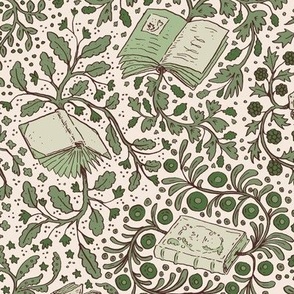 Books in flower — green and cream