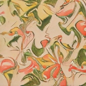 FLRD17 - Surreal Floral Dreams in Tropical Colors - 16 inch fabric repeat - 12 inch wallpaper repeat