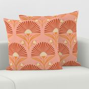 Boho floral art deco pattern in pink, rust, ochre