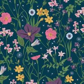 Magical meadow wild flowers russian blue big scale