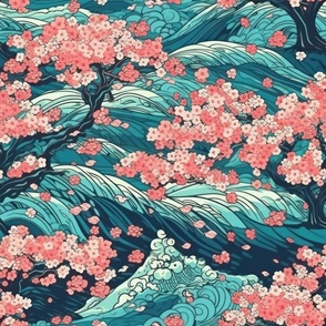Sakura and waves of medieval Japan 2
