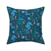 little blue seahorse - marine ocean theme wallpaper
