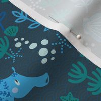 little blue seahorse - marine ocean theme wallpaper