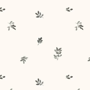 Ash grey magic greenery on cream - watercolor forest leaves branches for modern home decor bedding wallpaper minimal scandi b154-2