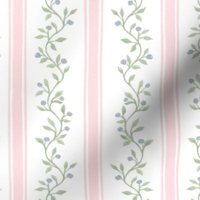 Custom Libby Stripe Pale Pink Quiet Blue and Green Buds