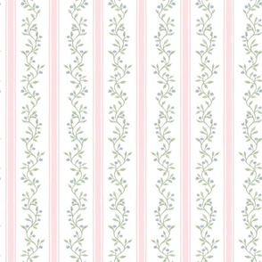 Custom Libby Stripe Pale Pink Quiet Blue and Green Buds