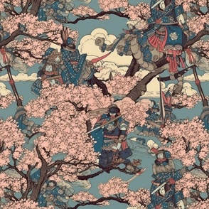 Samurai in Shogun's sakura garden