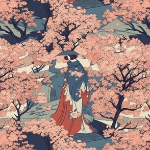 Kyoto Japan Geisha in Sakura garden