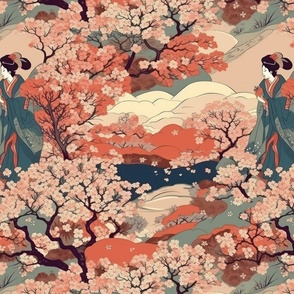 Kyoto Japan Geisha in Sakura garden 1