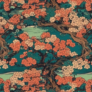 Utagawa Hiroshige style hanami