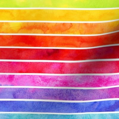 Party Horizontal Watercolor Rainbow stripes small Scale