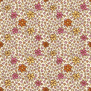 Leopard and Flowers Grid (18") - pink, yellow, orange