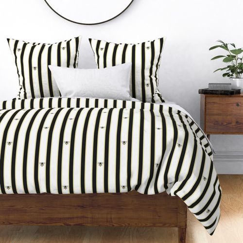 Just Bee Stripes - Black and White with Yellow