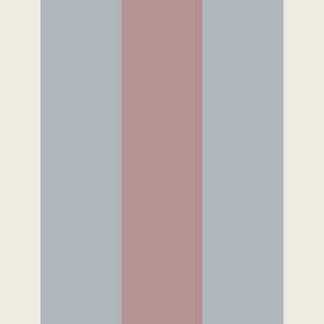 Bold Wide Thick Stripes | Creamy White,  Dusty Rose,  French Gray | Stripe
