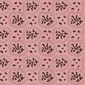 abstract scatter pattern black on old rose