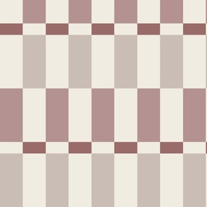 Check Stripe | Creamy White, Copper Rose, Dusty Rose, Silver Rust | Geometric