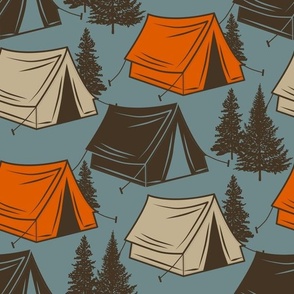 Tents - on falls blue (larger scale)