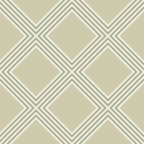 Criss Cross Stripe | Creamy White, Light Sage Green, Thistle Green | Geometric