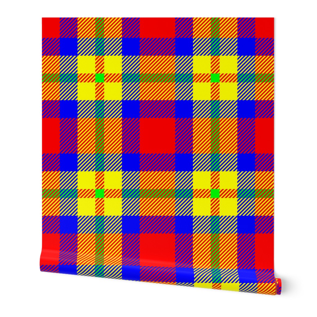 Scotland Scottish traditional tartan chequered checkered red blue green yellow orange preppy student school uniform