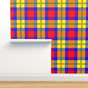 Scotland Scottish traditional tartan chequered checkered red blue green yellow orange preppy student school uniform