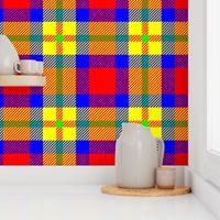 Scotland Scottish traditional tartan chequered checkered red blue green yellow orange preppy student school uniform