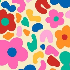 Funky Floral Animal Print in Mod Rainbow + Cream