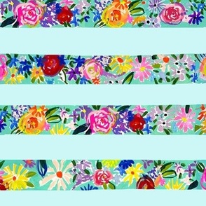 Floral Stripe Fabric, Wallpaper and Home Decor